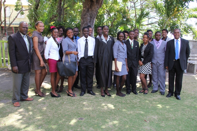 Youth Parliamentarians with President of the Nevis Island Assembly Hon. Farrell Smithen (front extreme left) and Premier of Nevis Hon. Vance Amory (front row extreme right)